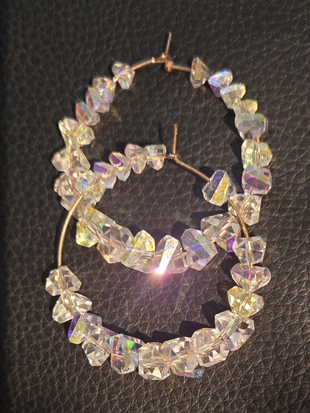 Aurora Crystal Hoop Earrings - Iridescent